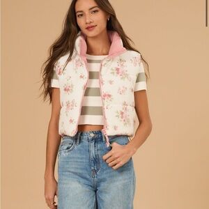 Altar’d State Floral Puffer Vest NWT